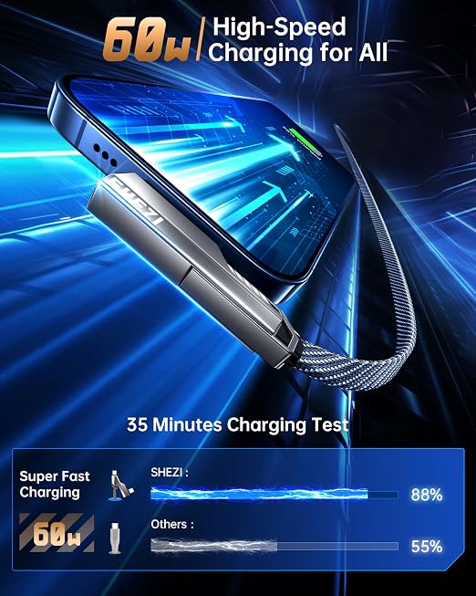 4-in-1 Long USB C Cable 10FT Compatible - Image 4