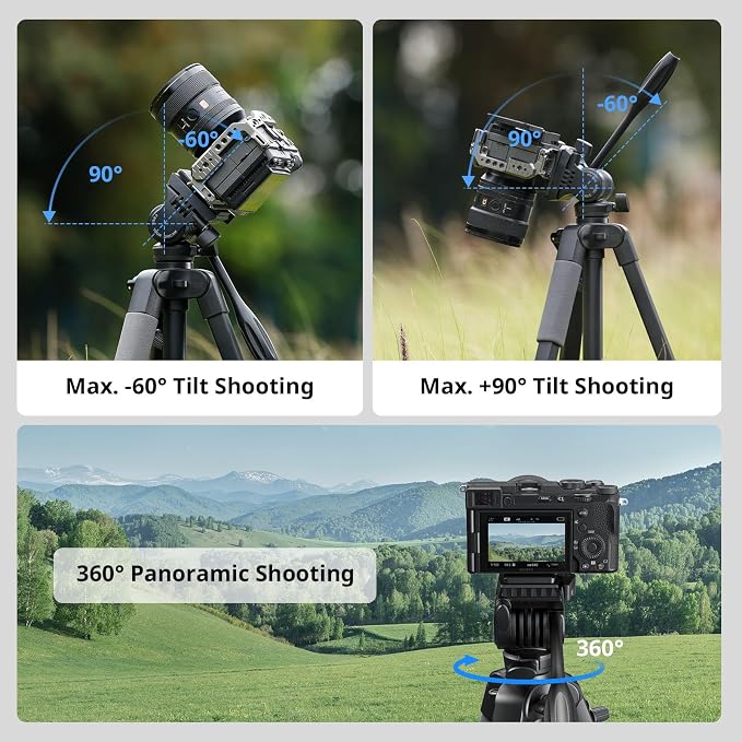 SmallRig CT-07 Aluminum Camera Tripod Stand, 63.4" Travel Tripod - Image 3