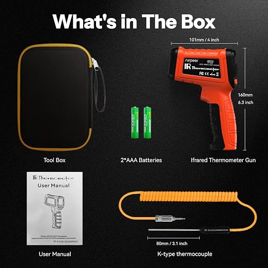 -58°F to 2732°F Infrared Thermometer IR Laser Gun 50:1, Digital Temperature - Image 7