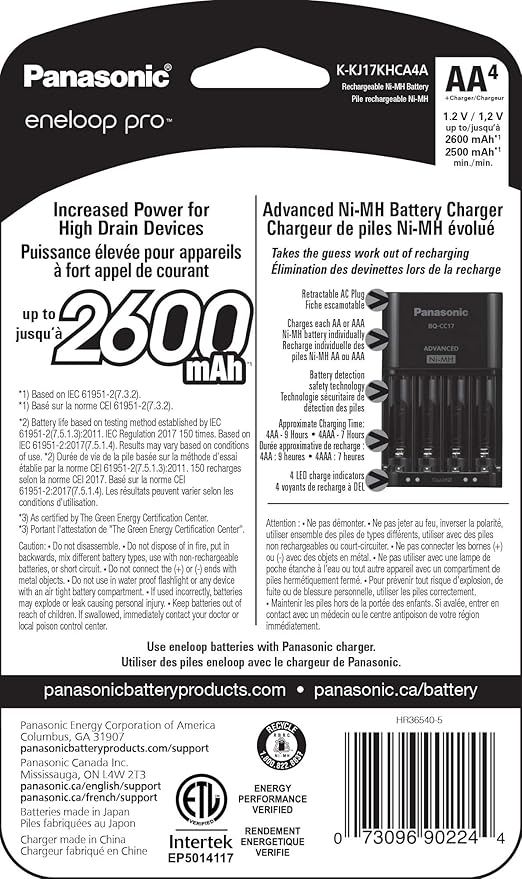 Panasonic Individual Cell Battery Charger | 4 AA Batteries | Ni-MH Rechargeable - Image 2