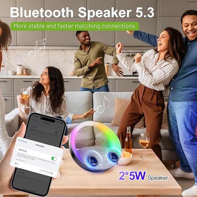 Bluetooth Alarm Clock, Sunrise Simulation Wake Up Night Light, 15W Fast - Image 3