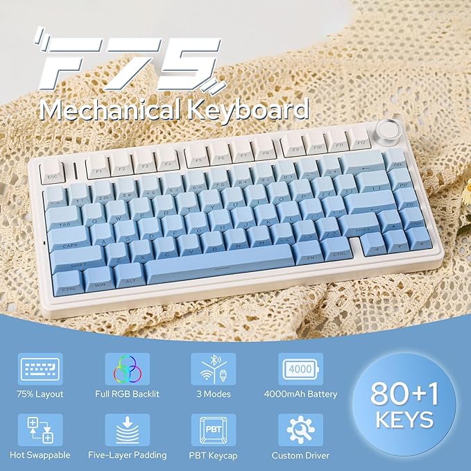 EPOMAKER x Aula F75 Gasket Mechanical Keyboard, 75% Wireless Hot Swappable - Image 2