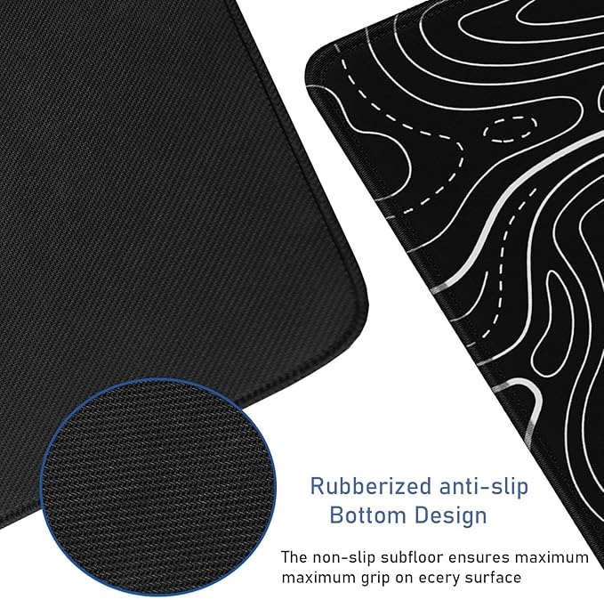 Large Gaming Mouse Pad with Stitched Edges, Durable Non-Slip Natural Rubber Base - Image 3