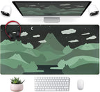Anime Green Cats Mouse Pad Desk Pad Kawaii Cartoon Cat Desk Mat Cute, XXL Large by Mechanical+Cattle