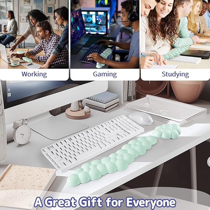 Cloud Wrist Rest for Keyboard and Mouse, Memory Foam PU Leather Keyboard Wrist - Image 6