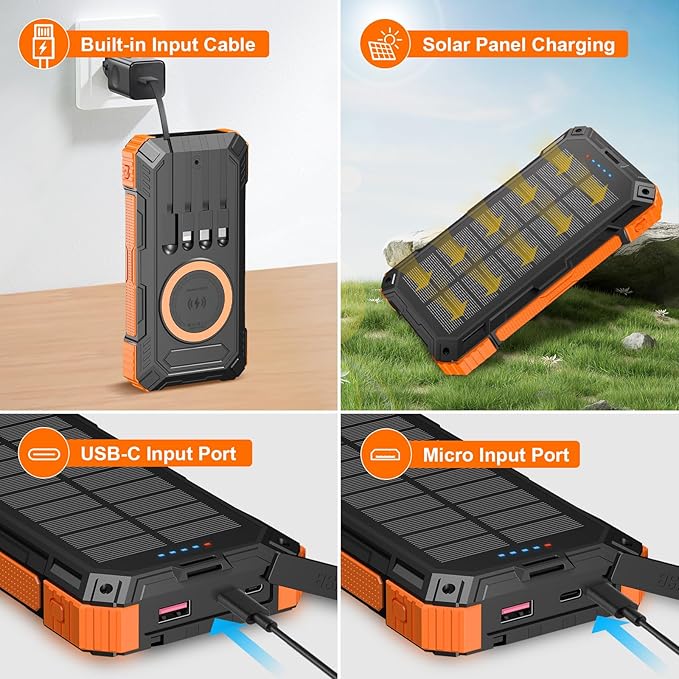 ERRBBIC Solar Charger Power Bank 49800mAh, 22.5W Portable Charger, 15W Wireless - Image 4