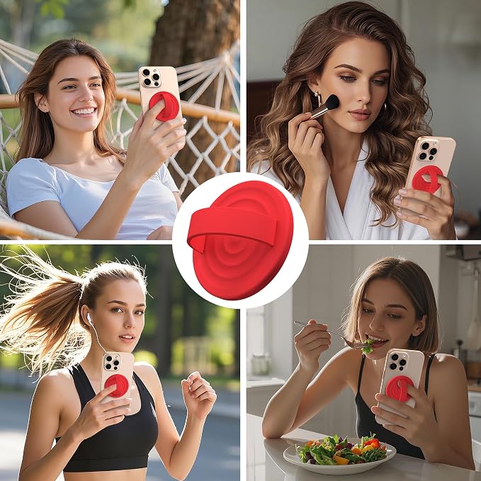 Magnetic Phone Ring Grip Holder, Silicone Finger Loop Grip, Compatible - Image 2