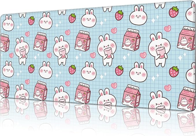 Mouse Pad Large Milk Box with Rabbit Non-Slip Gaming Desk Mat with Stitched by NIYLYNSYN