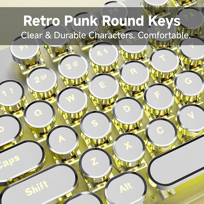 EWEADN TK100 Typewriter Style Wired Mechanical Keyboard, 104 Keys Aesthetic - Image 5