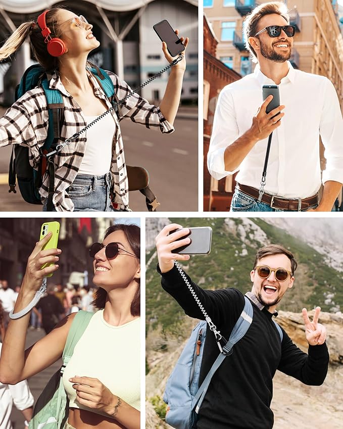 SHANSHUI Phone Tether Lanyard, Strong Spring Rope Climbing Hook, 4x Phone - Image 7