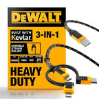 DEWALT Heavy Duty 3 in 1 Multi Charging Cord, 6ft Fast Charger Cord by DEWALT