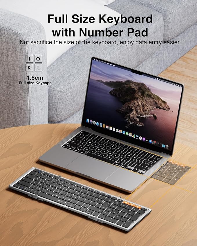 ProtoArc Foldable Bluetooth Keyboard, XK01 Full-Size Portable Keyboard - Image 5