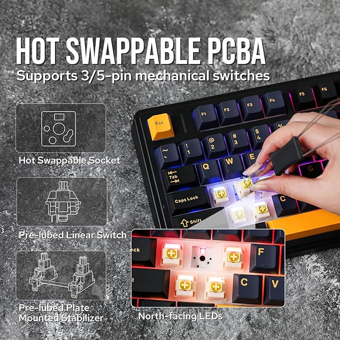 EPOMAKER x Aula F75 Gasket Mechanical Keyboard, 75% Wireless Hot Swappable - Image 4