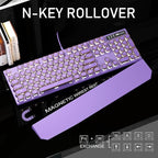 MageGee Typewriter Mechanical Gaming Keyboard, Retro Punk Purple Round Keycaps - Image 3