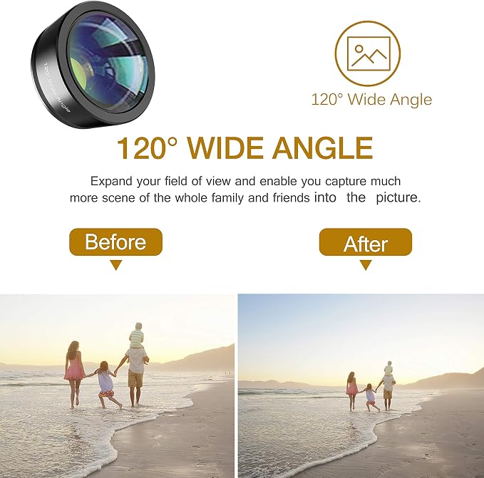 Phone Camera Lens, Upgraded 3 in 1 Phone Lens kit-198° Fisheye Lens + Macro - Image 4