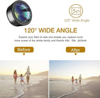 Phone Camera Lens, Upgraded 3 in 1 Phone Lens kit-198° Fisheye Lens + Macro - Image 4