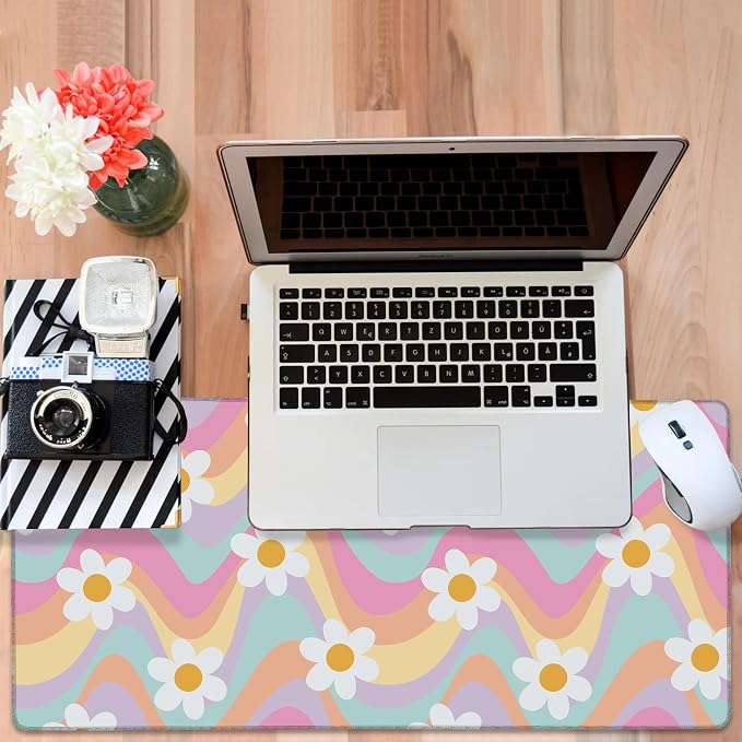 Large Mouse Pad Floral and Wavy Gaming Desk Pad Computer Keyboard Non-Slip - Image 6