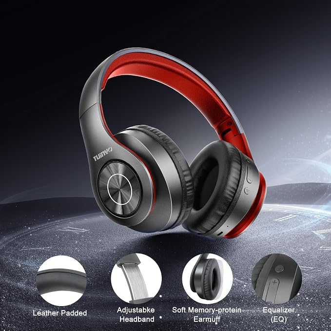 TUINYO Bluetooth Headphones, Over Ear Stereo Wireless Headset 40H Playtime - Image 5