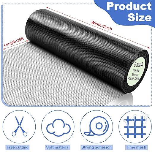 Extra Wide 8 inch x 20 ft Window Screen Tape Mesh Repair Strong Adhesive - Image 4