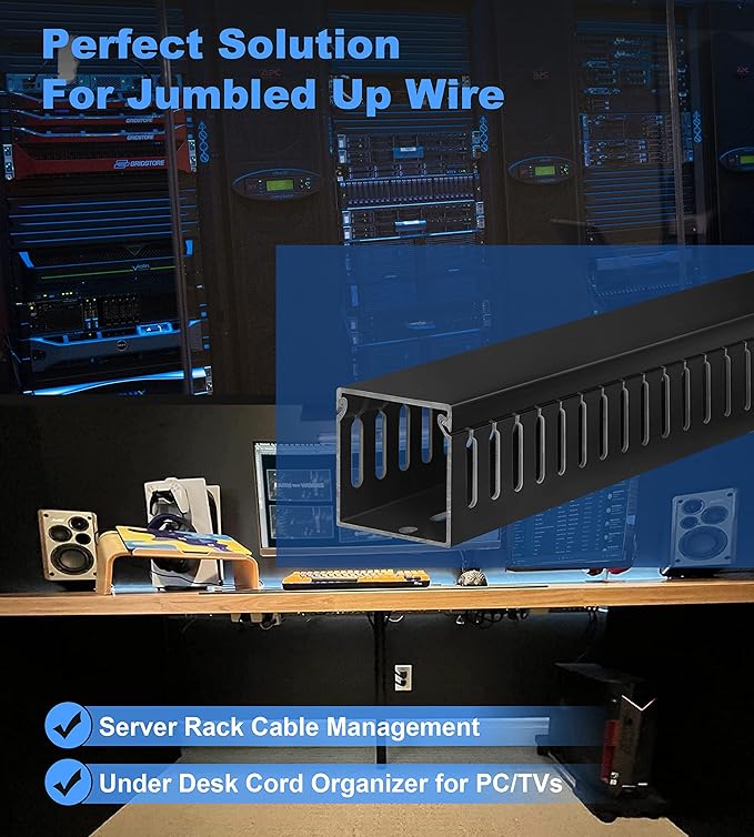 ZhiYo 99in Professional Server Rack Cable Management Raceway, H2in x W2in Cable - Image 5