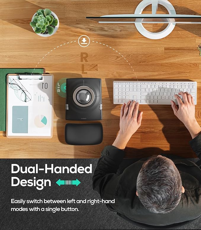 Nulea Wireless Trackball Mouse, Ergonomic 55mm Trackball, Adjustable DPI - Image 5