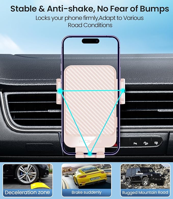 MOKPR Wireless Car Charger, 15W Fast Charging Auto-Clamping Car Mount - Image 6