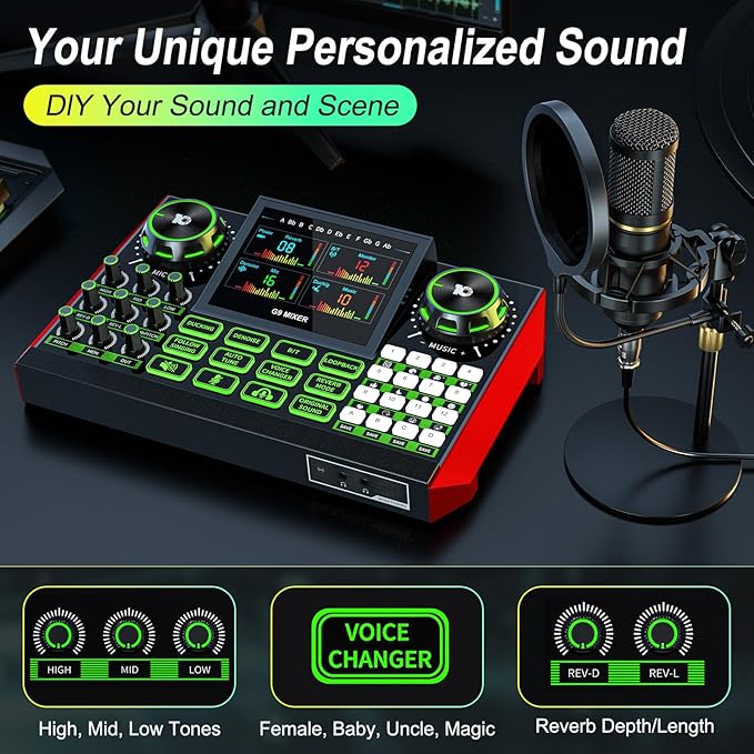 G9 Podcast Equipment Live Streaming Sound Card Audio Mixer Soundboard - Image 2