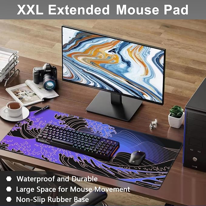 Mouse Pad, Large Ocean's Crest Leap Desk Mat, Extended Non-Slip Gaming Keyboard - Image 6