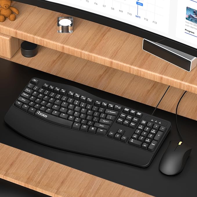 RECCAZR Ergonomic Keyboard, Wired Computer USB Keyboard - Image 6