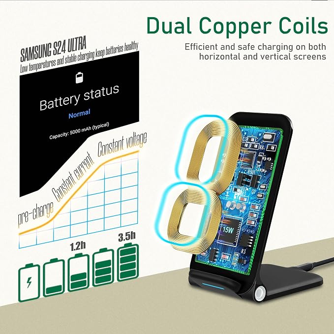 15W Wireless Charger Stand, Foldable Charging Station - Image 3
