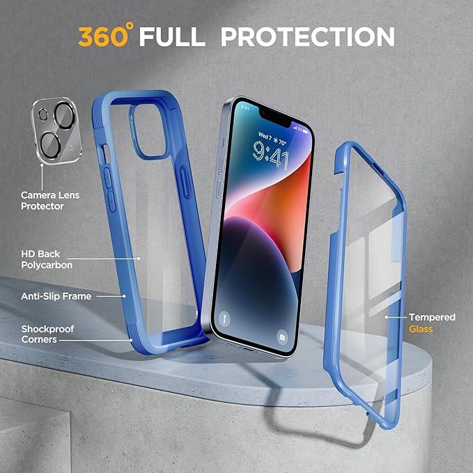 Miracase Glass Series for iPhone 14 Case 6.1 inch, Full-Body Protective Bumper - Image 3