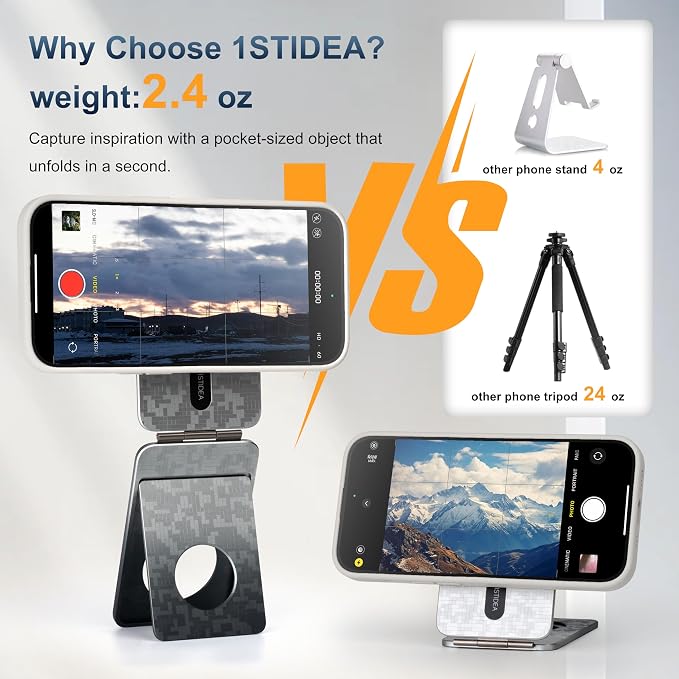 Phone Tripod Stand, Aluminum Alloy Mini Tripod Compatible - Image 6