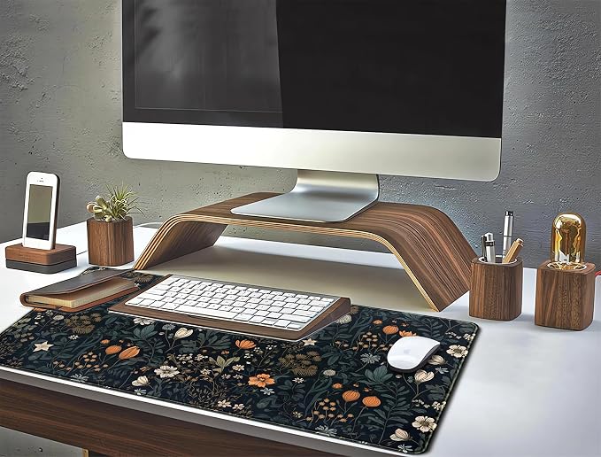 Cute Dark Floral Desk Mat Vintage Flowers Plant Mouse Pad XXL Large Extended - Image 6