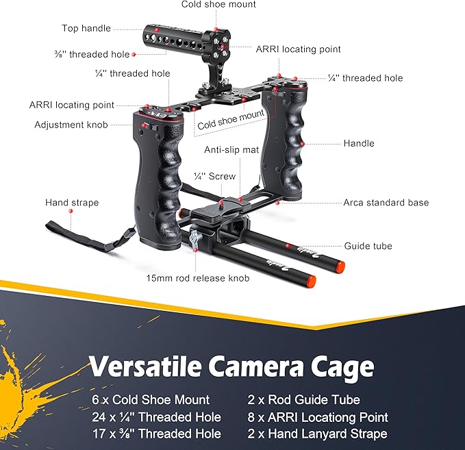 Zeadio Camera Video Rig Cage, Aluminum Filmmaking Movie Making Kit - Image 6