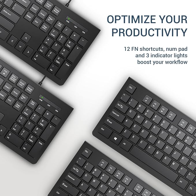 Computer Keyboard Wired, Plug Play USB Keyboard, Low Profile Chiclet Keys - Image 7