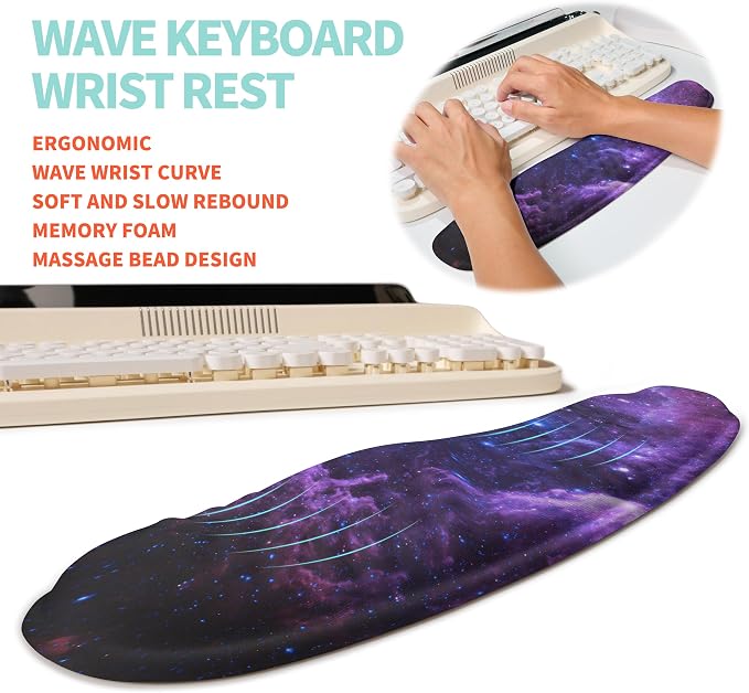2-in-1 Ergonomic Set, Wave Rise Keyboard Wrist Rest and Massage Bulge Slope - Image 2