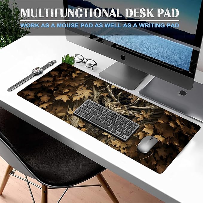Majestic Deer Gaming Mouse Pad, Large Office Desk Mat, Anti-Slip Rubber Base - Image 2