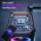 W-KING Large Bluetooth Speaker, 240W Peak Loud Boom Box 2×5.25" Subwoofers & - Image 6