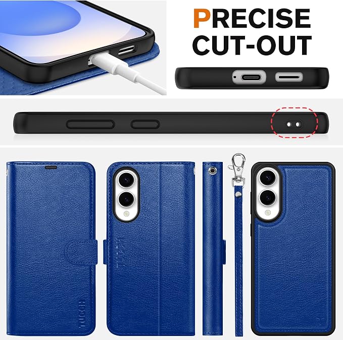 TUCCH Case Wallet for Galaxy S25 Edge, Removable Wrist Strap PU Leather - Image 8