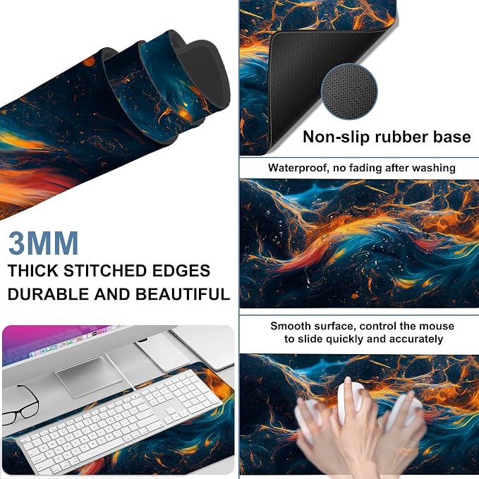 Gaming Desk Pad Large Extra Length Abstract Colorful Art Mouse Pad Keyboard - Image 2