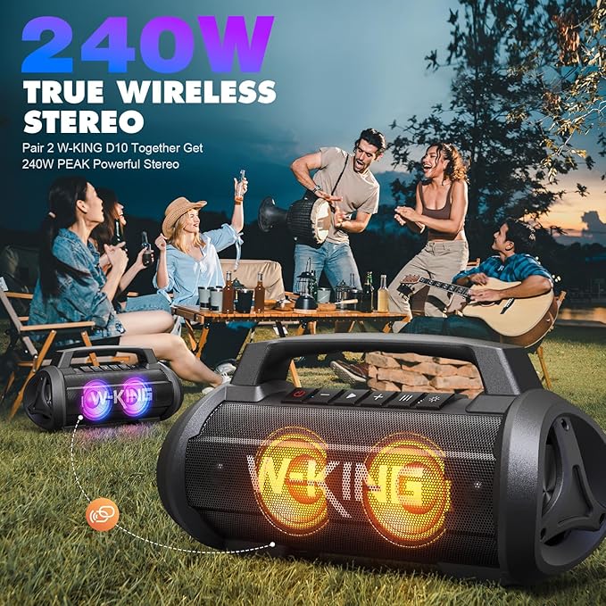 W-KING Portable Speakers Bluetooth Wireless, 120W Max Loudest Bluetooth Speaker - Image 5