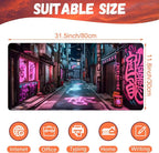 Desk Pad, Anime City Street Scene Desk Mat, 31.5"x15.7" Extended Big Computer - Image 2