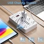 10 Ft Long Extension Cord, Power Strip Surge Protector HUNIAN Flat Plug - Image 2