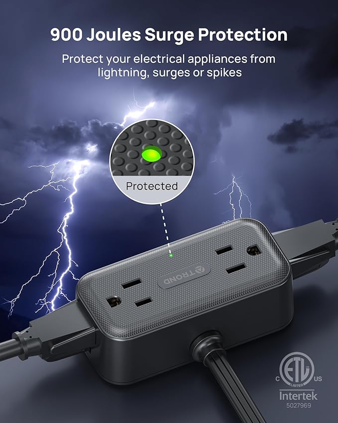 TROND 360° Rotating Flat Plug Power Strip, 3FT Extension Cord - Image 5