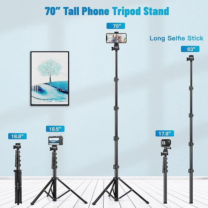 Victiv 70" Phone Tripod, Camera Stand Tripod - Image 2