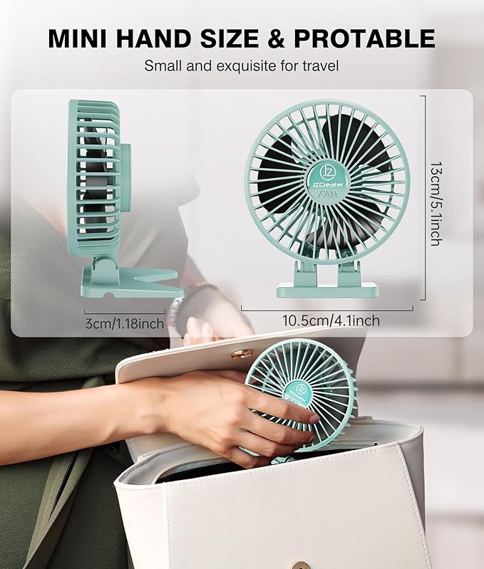 JZCreater USB Desk Fan, Mini Fan Portable, 3 Speeds Desktop Table Cooling Fan - Image 6