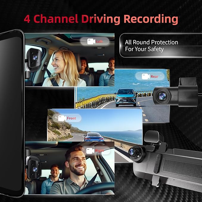 2025 Rearview Mirror Camera for Cars, 360 Dashcam Front Rear Inside, Touch - Image 7