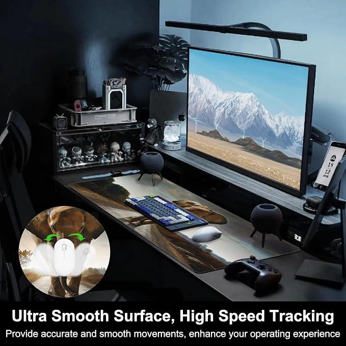 Mouse Pad, Large Walking Elephant Desk Mat, Extended Non-Slip Gaming Keyboard - Image 5