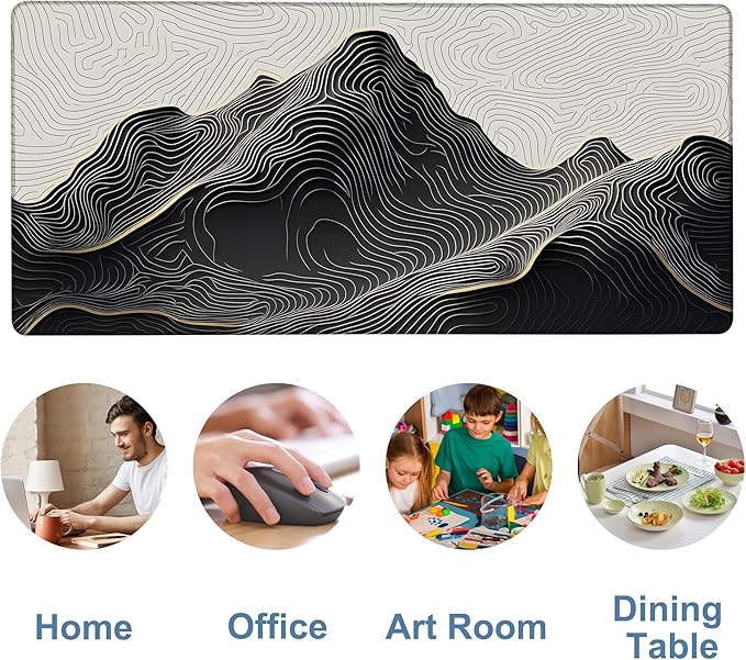 Gaming Desk Pad Large Extra Length Abstract Lines Mouse Pad Keyboard Laptop - Image 5