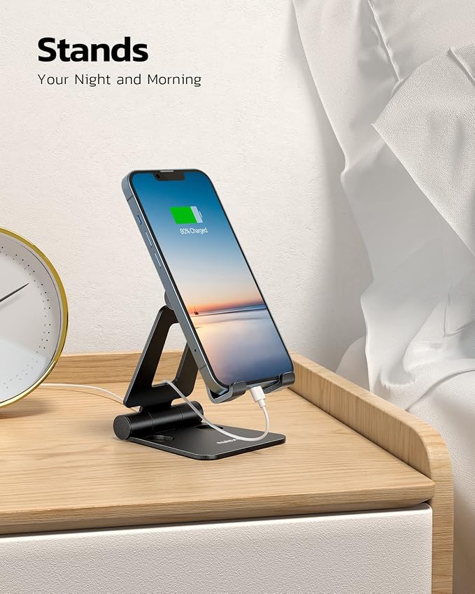 Nulaxy Dual Folding Cell Phone Stand, Fully Adjustable Foldable Desktop Phone - Image 3